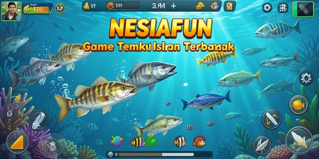 Screenshot menunjukkan aksi seru menembak ikan di dalam permainan.