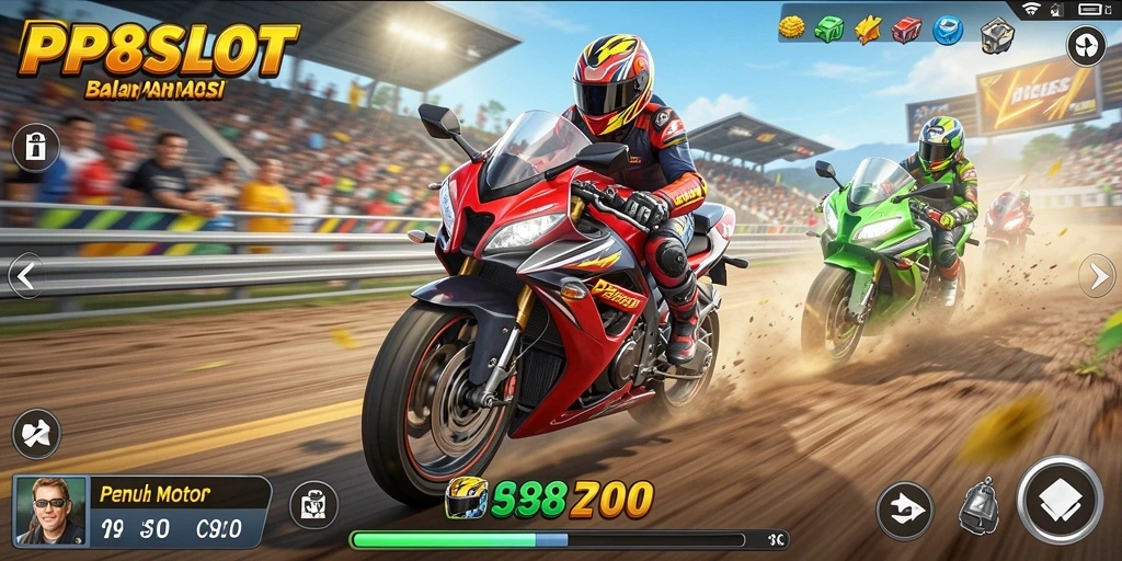 Gameplay menegangkan dalam balapan motor PP8SLOT.