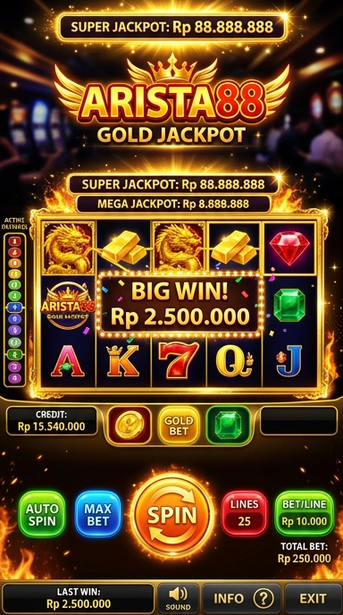 Tampilan antarmuka aplikasi arista88 yang sederhana dan jelas.